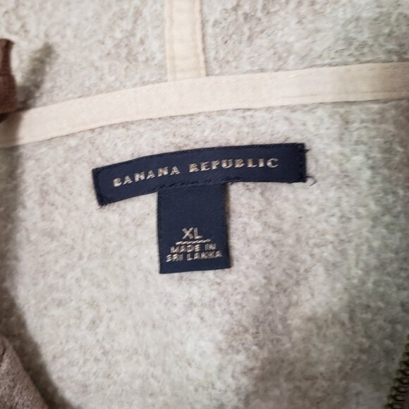 Banana Republic Mens Zip Up Hoodie Cotton/Polyester Blend Beige/Brown Xlarge - Picture 5 of 8